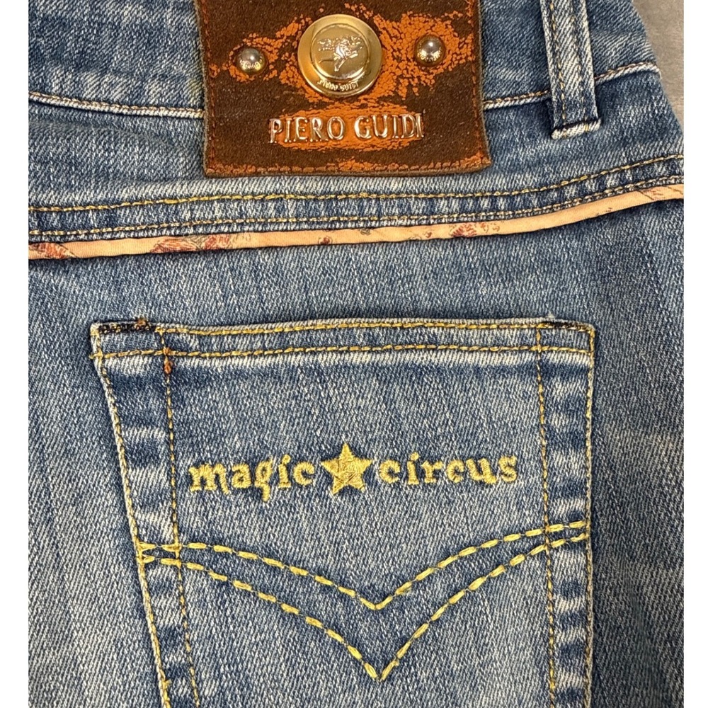 Piero Guidi Magic Circus Straight Leg Distressed Jeans Blue Size 31 Italy - Picture 8 of 8